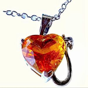 Vintage citrine crystal heart devil sterling necklace